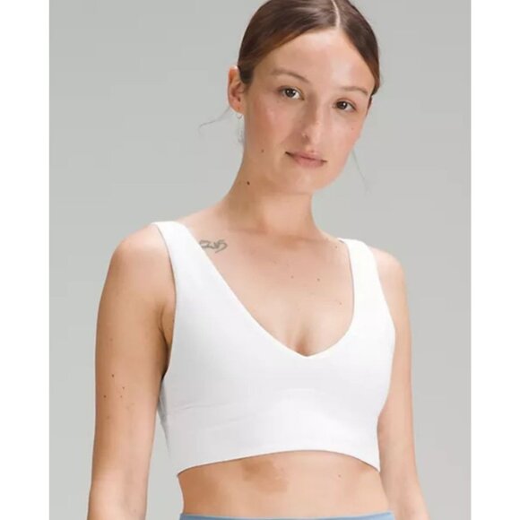 Lululemon Align V-Neck Sports Bra Women 8 White Light Support A/B Cup Activewear - Picture 2 of 8